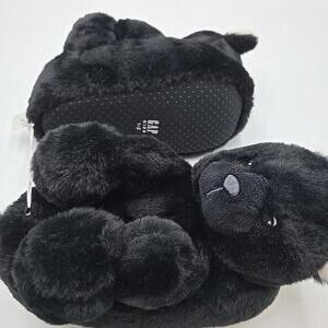 Gap‎ Kids Bear Slippers  Faux Fur 1/2 Bear Black, White